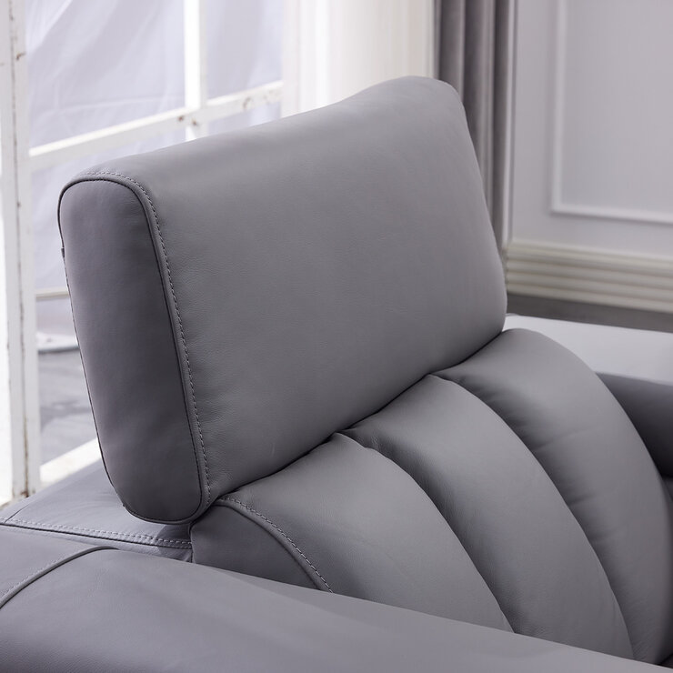 Dallas Grey Leather Power Recliner Armchair