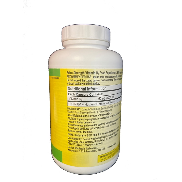 Kirkland Signature Vitamin D3 2000IU, 600ct Costco UK