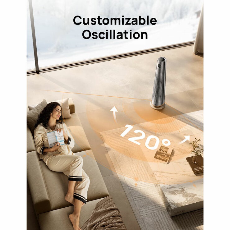 Lifstyle image showing customisable oscillation up to 120 degrees Lifstyle image showing customisable oscillation up to 120 degrees