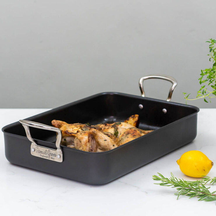 Samuel Groves Mermaid Hard Anodised 14" Hard Anodised Roasting Dish with Cast Handles Samuel Groves Mermaid Hard Anodised 14" Hard Anodised Roasting Dish with Cast Handles