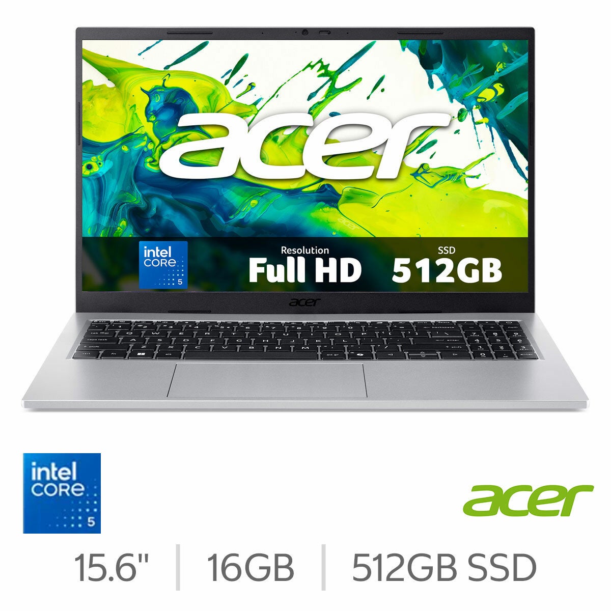 Acer Aspire Go 15, Intel Core 5, 16GB RAM, 512GB SSD, 15.6 Inch Laptop, NX.JRREK.00F Acer Aspire Go 15, Intel Core 5, 16GB RAM, 512GB SSD, 15.6 Inch Laptop, NX.JRREK.00F