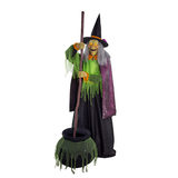 Stirring Witch with couldron on White background