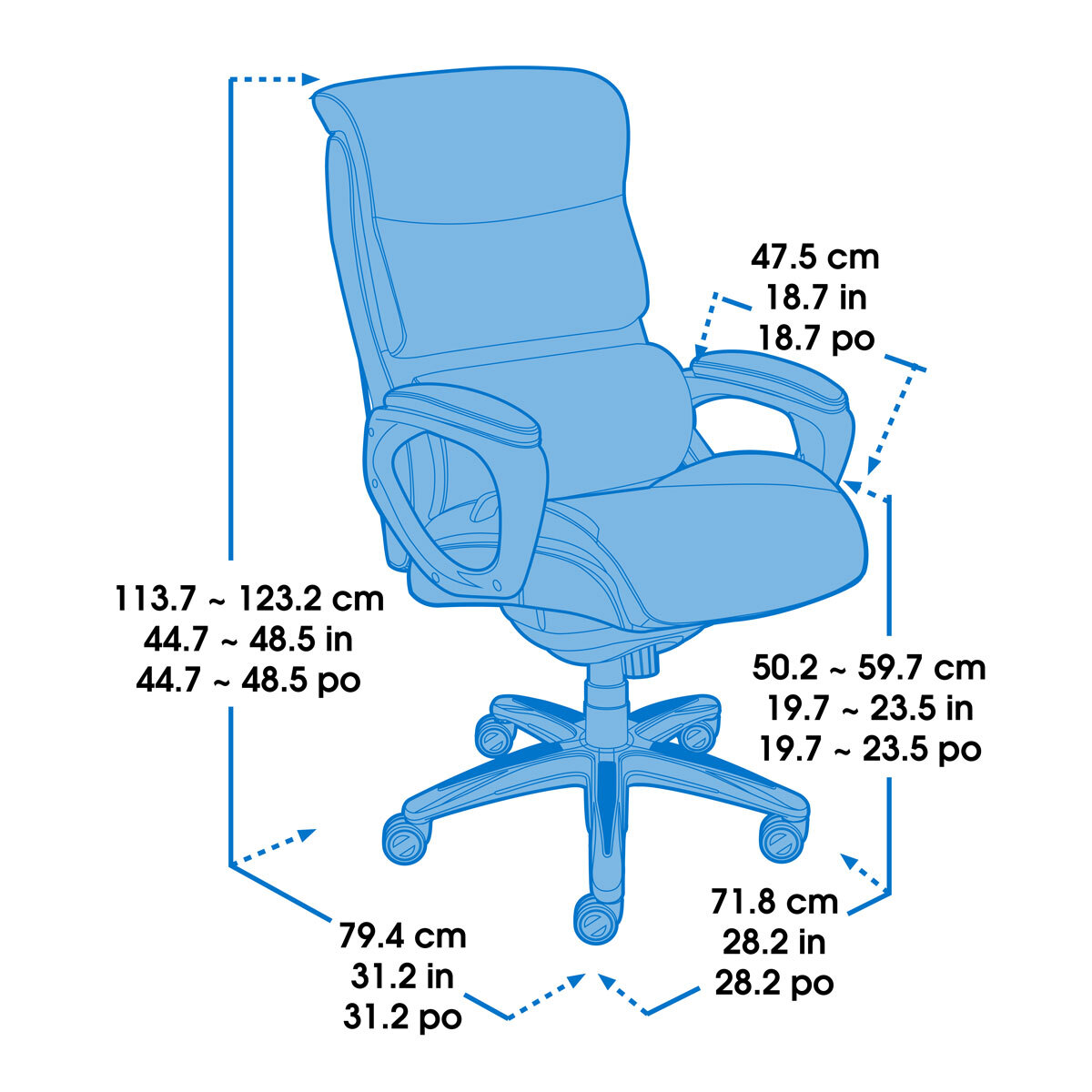 Line Drawing of of True Innovations La-Z-Boy Executive Office Chair