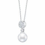 7.5-8mm Akoya Pearl & 0.30ct Diamond Pendant, 14ct White Gold 7.5-8mm Akoya Pearl & 0.30ct Diamond Pendant, 14ct White Gold