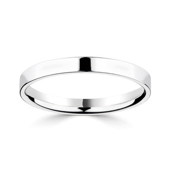 2.5mm Classic Flat Court Wedding Ring, 18ct White Gold