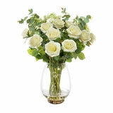 Rose in Vase White - White Background