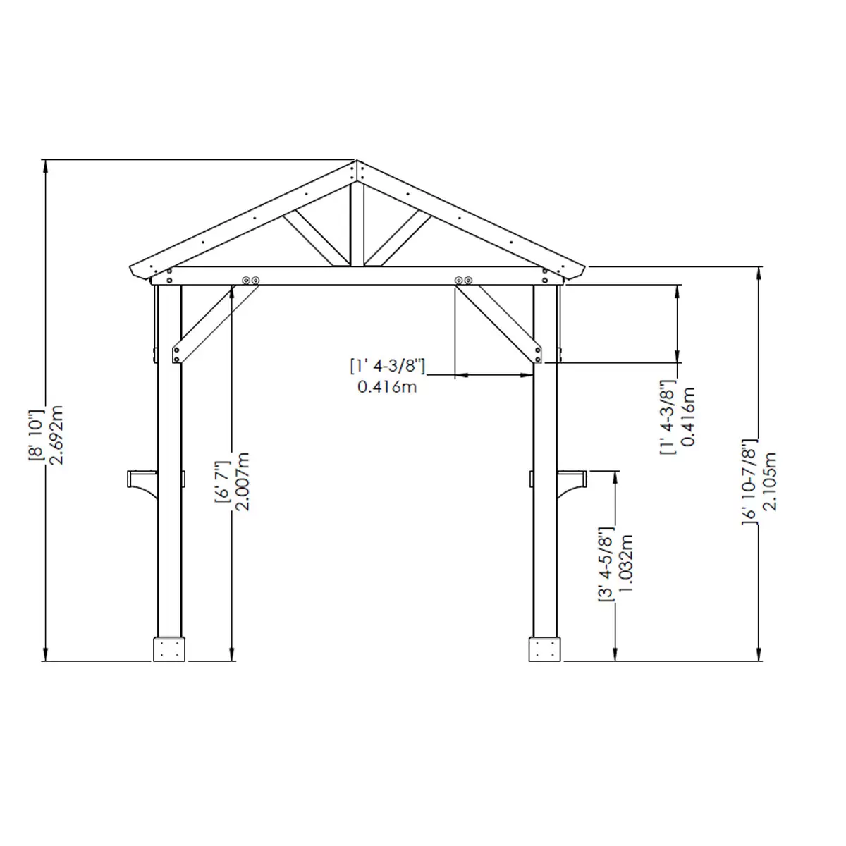 Yardistry 8ft x 5ft 8" (2.45 x 1.74m) Cedar Backyard Grilling Pavilion