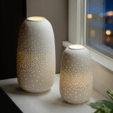 Evergreen LED Porcelain Lantern, 2 Piece Set in White