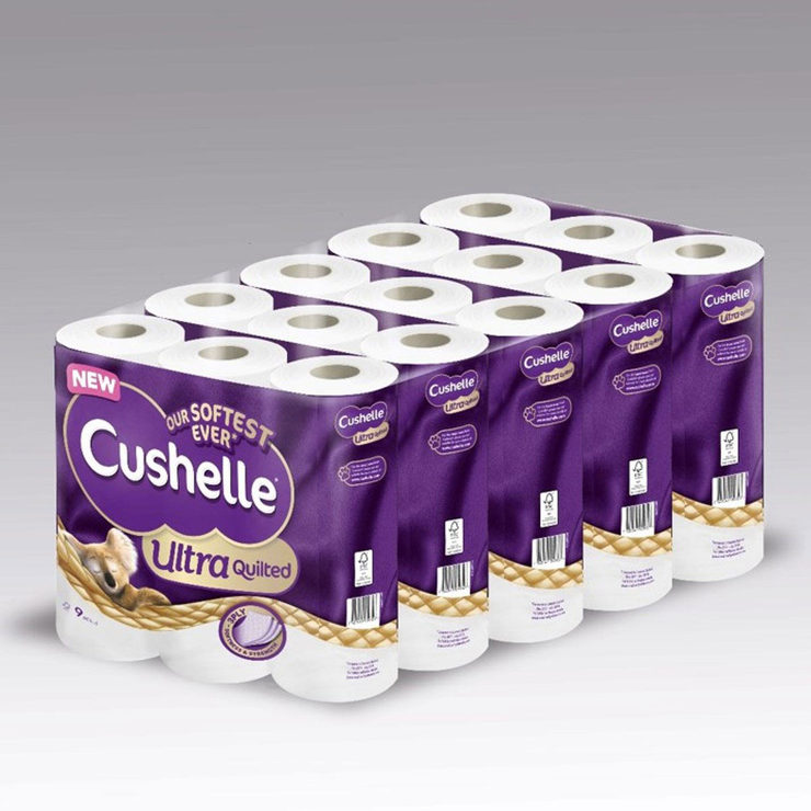 Cushelle Ultra Quilted 3Ply Toilet Tissue, 45 Rolls Pallet Deal (36