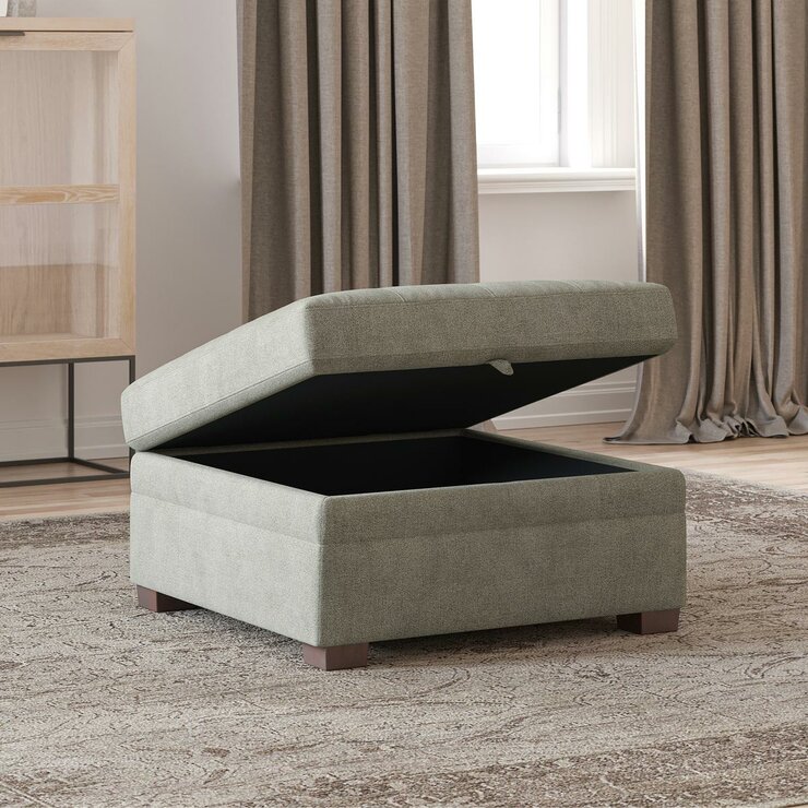 Thomasville Tisdale Beige Fabric Storage Ottoman