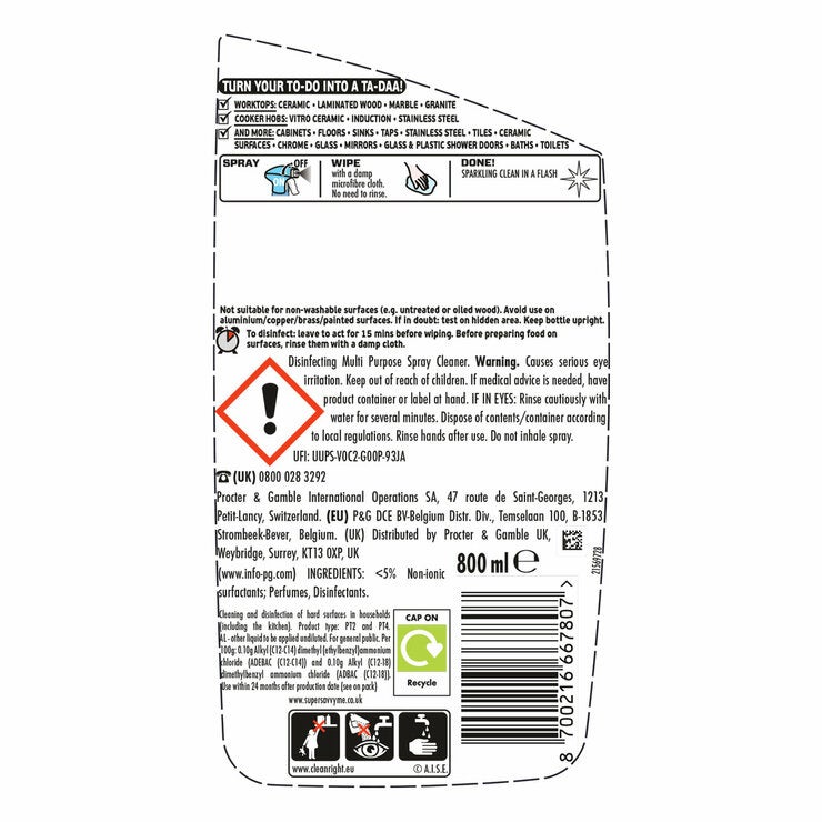 Flash Spray Wipe Done in Wild Berries, 3 x 800ml