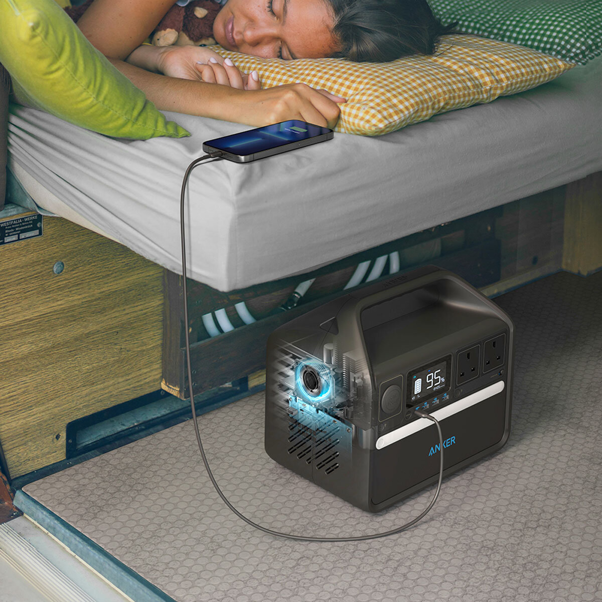 Lifestyle image showing quiet charge system