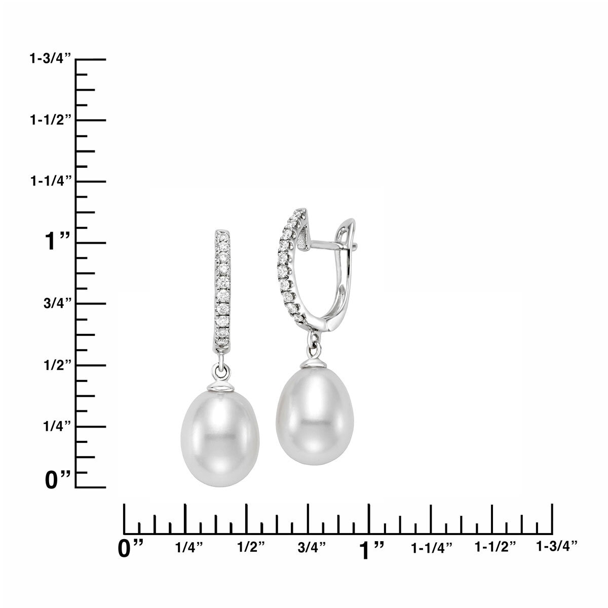 8.5 – 9mm Cultured Freshwater Pearl and 0.18ctw Diamond Earrings