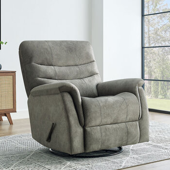 Thomasville Felix Grey Fabric Swivel Recliner Chair