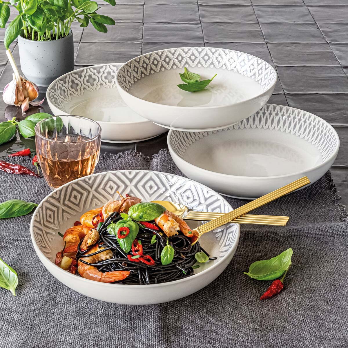 Over Back Elegance Stoneware Bowl 4 Piece Set Costco UK