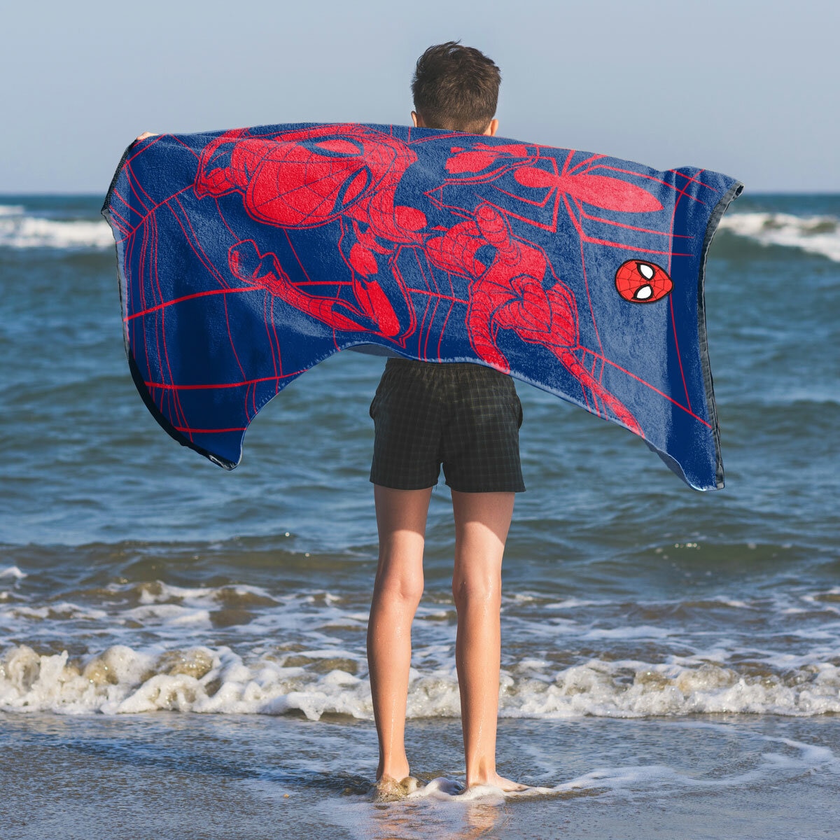 Spiderman character beach towel