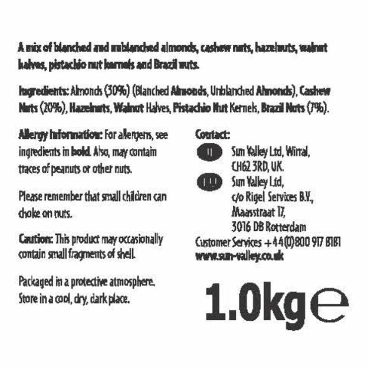 Sun Valley Natural Mixed Nuts Selection, 1kg