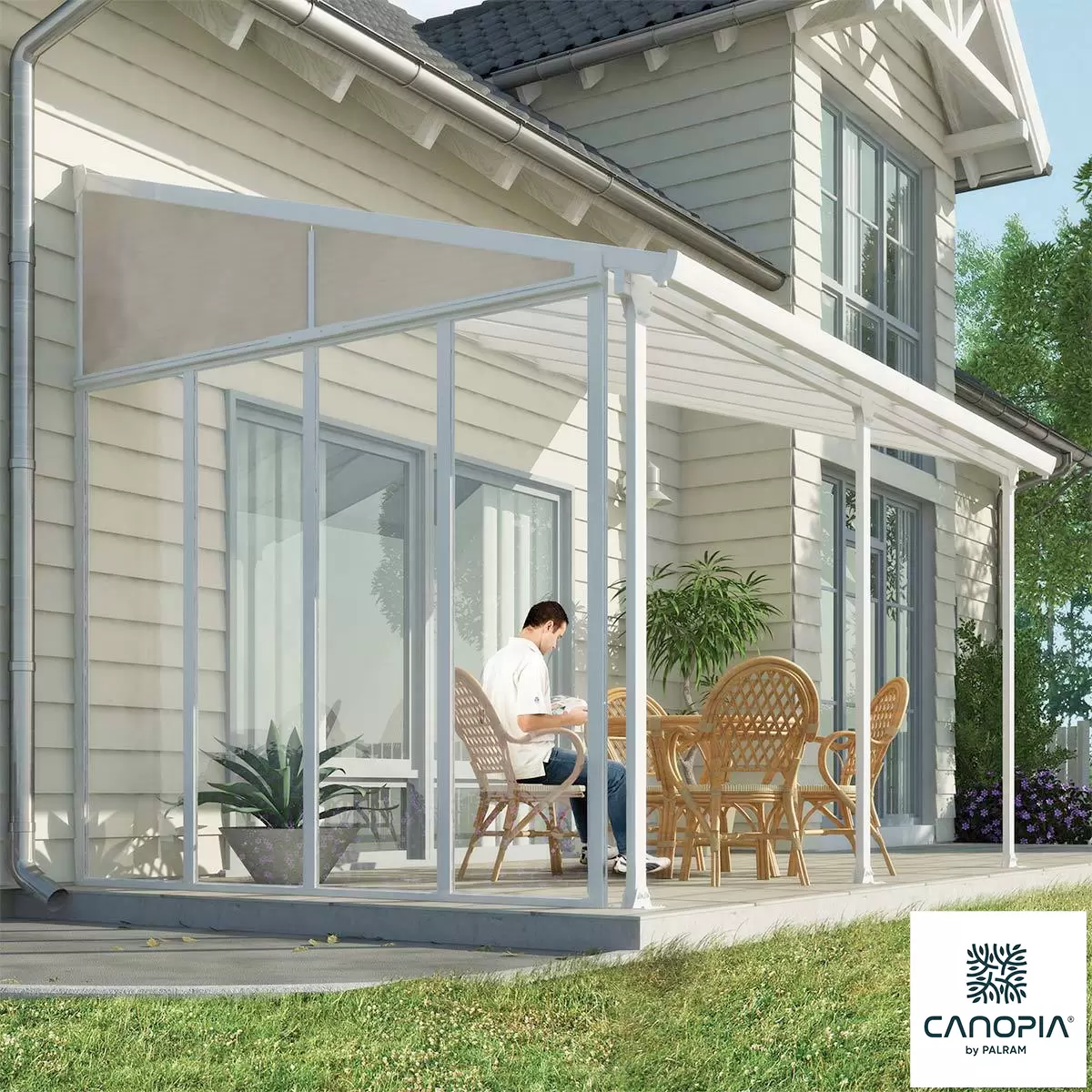 Palram Canopia Feria 3 SideWall Patio Cover, White