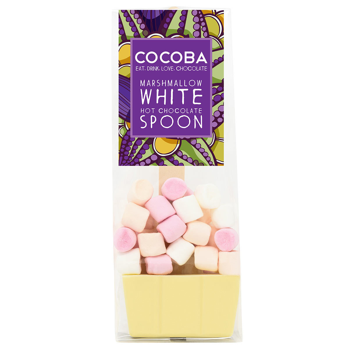Cocoba White Chocolate Hot Chocolate Spoons with Marshmallows, 10 x 50g