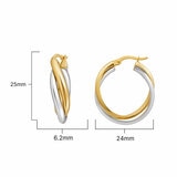 14ct Yellow & White Gold Wave Hoop Earrings 14ct Yellow & White Gold Wave Hoop Earrings