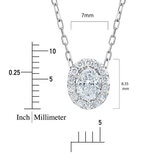 0.40ctw Oval Cut Diamond Halo Pendant, 14ct White Gold