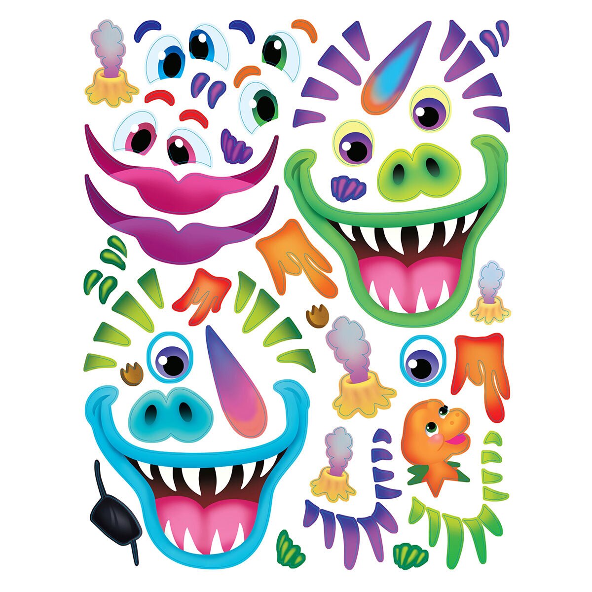 Create a Face Sticker Activity Book Assortment Wacky Dinos
