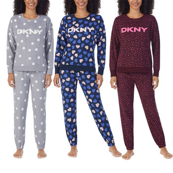 DKNY Ladies Fleece Lounge Set, 2 Piece in 3 Colours and 4 Sizes