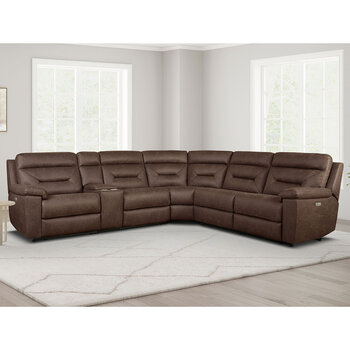 Gilman Creek Justin Brown Fabric Power Reclining Sectional Sofa