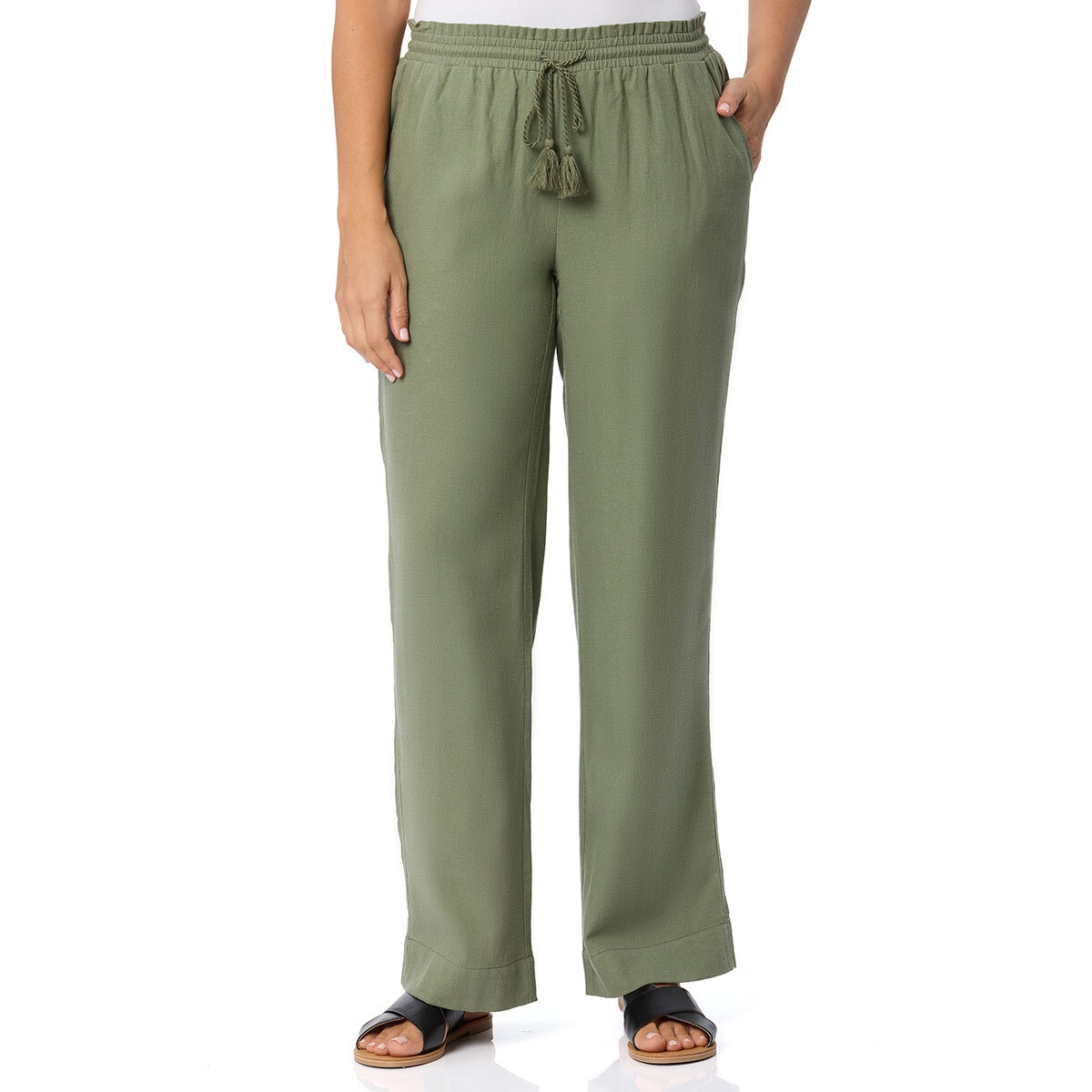 Briggs Ladies Linen Pant in Olive