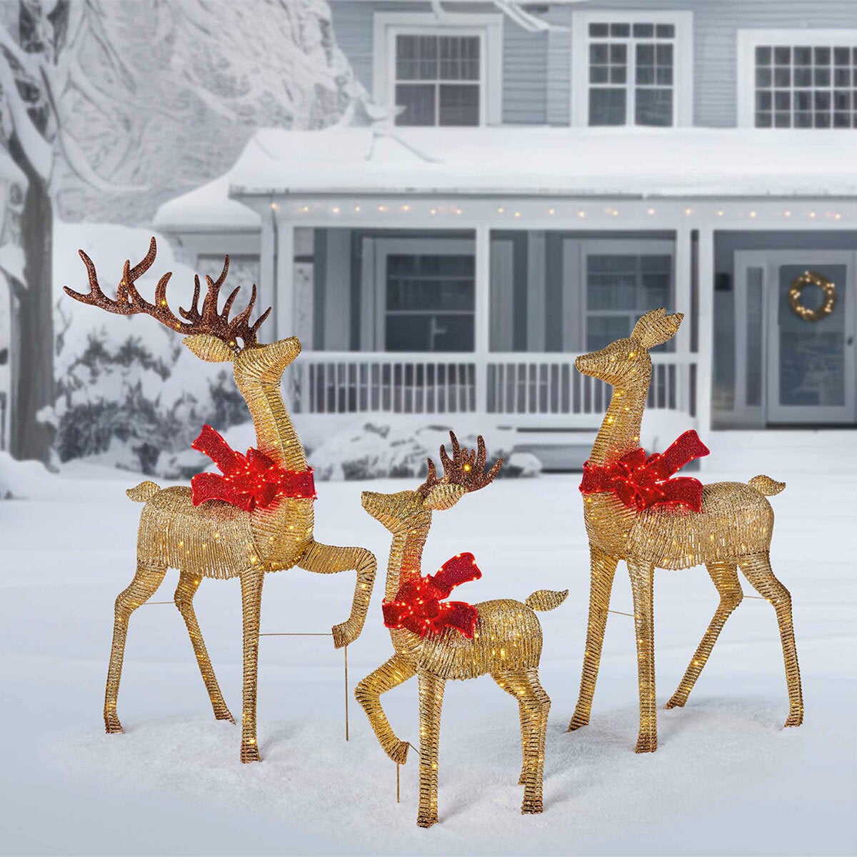 6ft (1.8m) Deer family Set of 3 with LED Lights 6ft (1.8m) Deer family Set of 3 with LED Lights