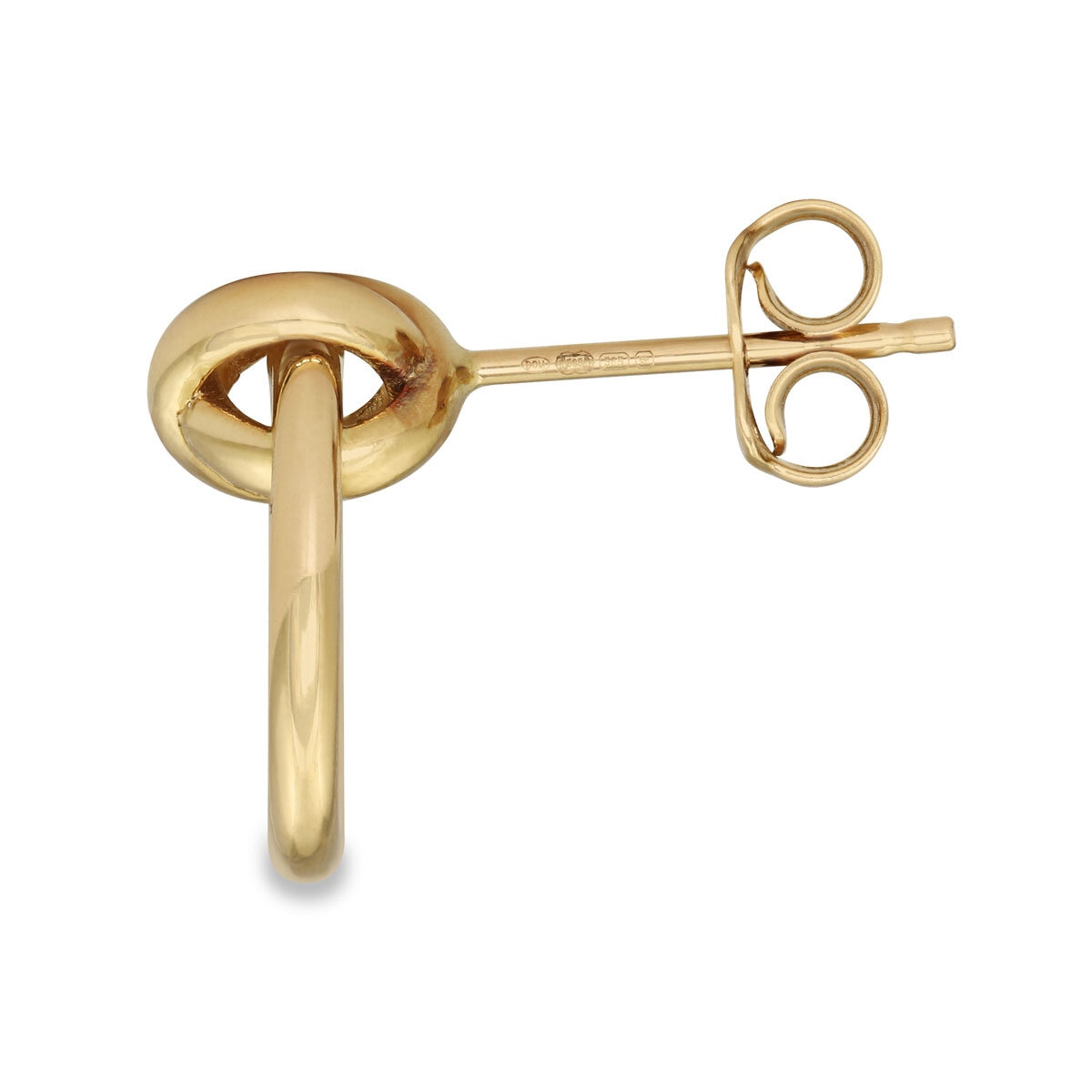 Circle Earrings with Cross Over Detail, 14ct Yellow Gold