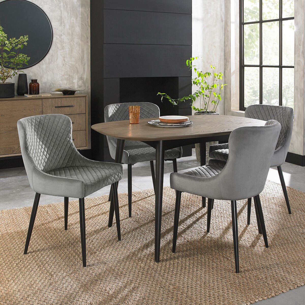 Bentley Design Grey Velvet Diamond Stitch Dining Chair, 2 Pack Costco UK