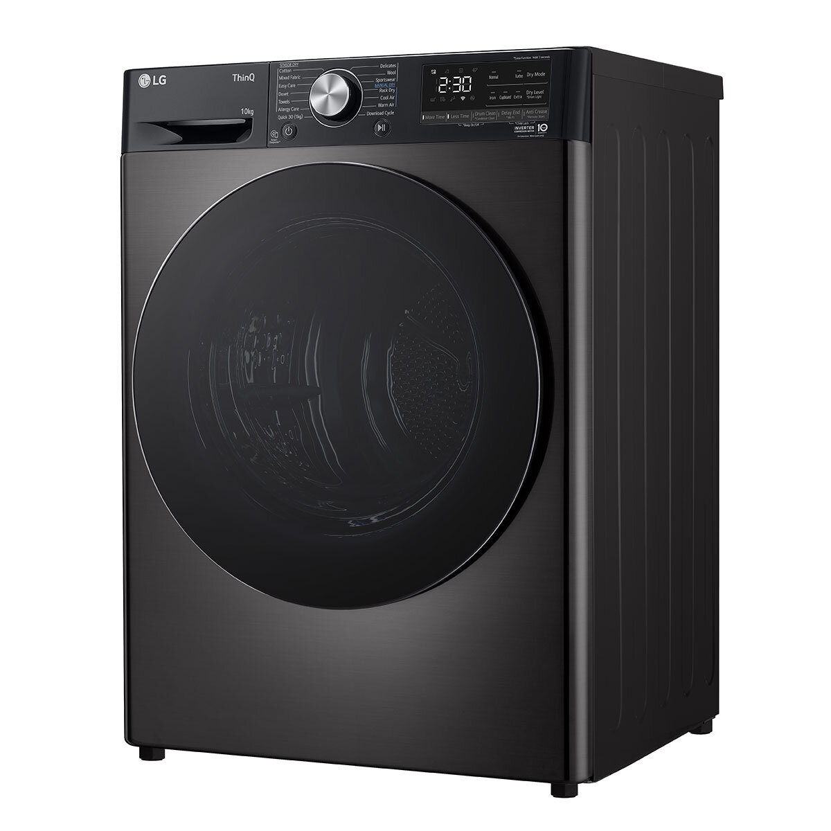 LG FDV909BN DUAL Dry Freestanding Heat Pump Tumble Dryer, 9kg Load, Platinum Black
