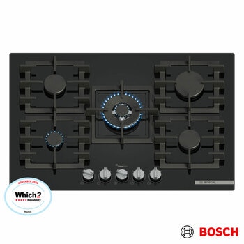 Bosch Series 6 PPQ7A6I40, Tempered Glass 75cm Gas Hob in Black Bosch Series 6 PPQ7A6I40, Tempered Glass 75cm Gas Hob in Black
