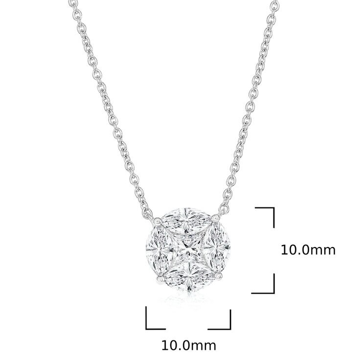 1.00ctw Marquise & Princess Cut Diamond Pendant, 18ct White Gold 1.00ctw Marquise & Princess Cut Diamond Pendant, 18ct White Gold