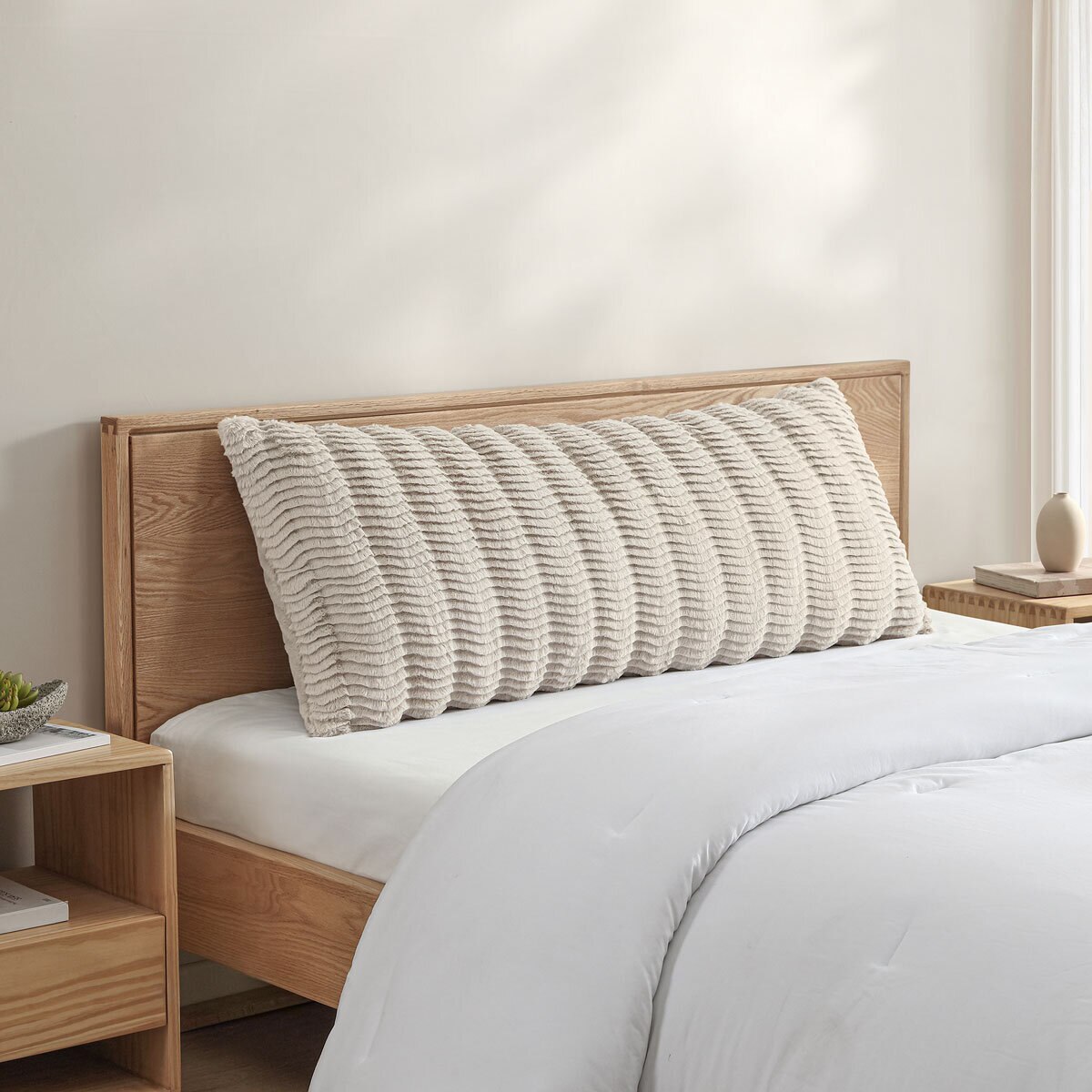 Casual Living Faux Fur Body Pillow in Beige, 50 x 121 cm