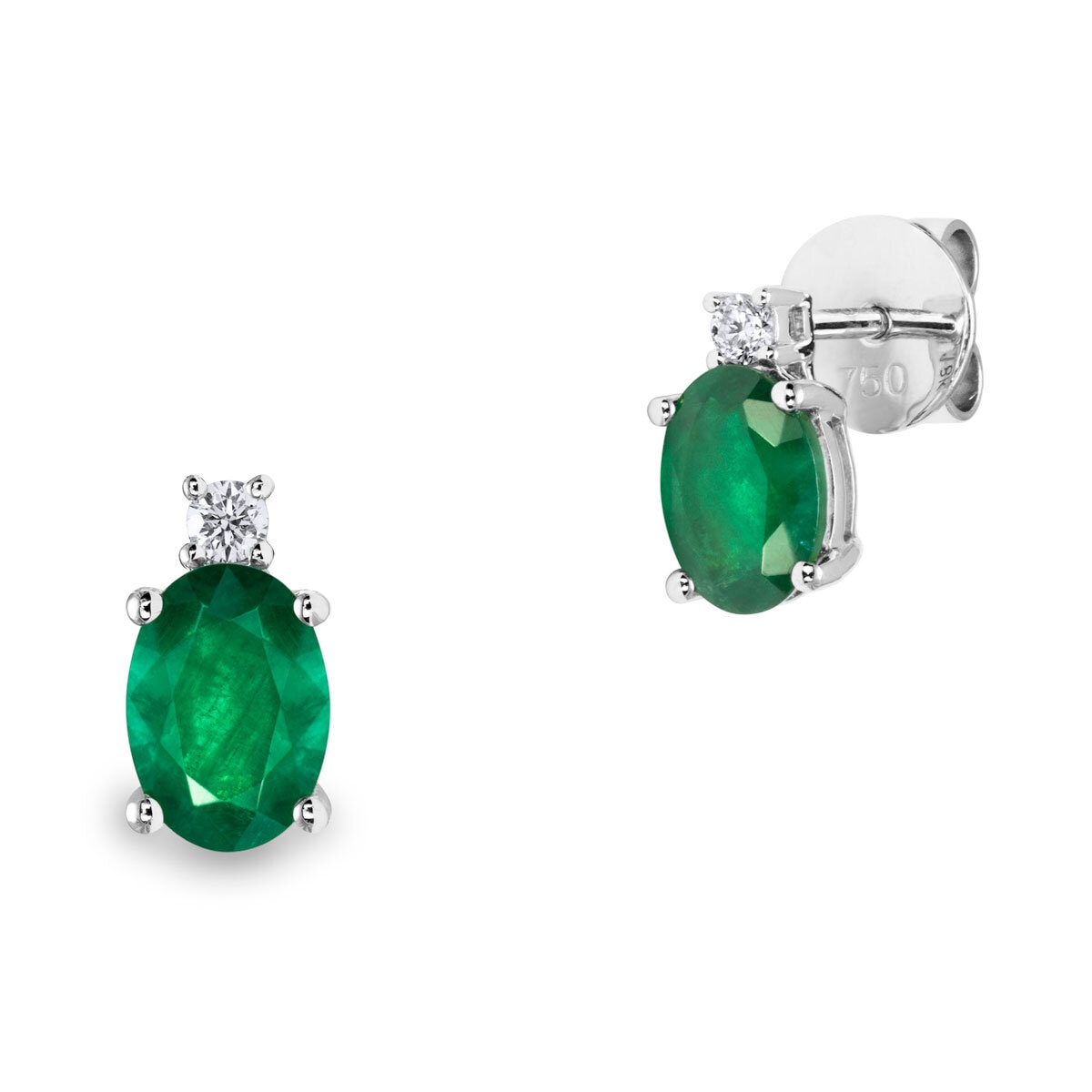 Oval Cut Emerald 0.07ctw Diamond Earrings Costco UK