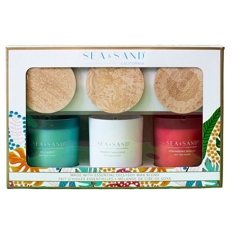 Sea & Sand Fragranced Glass Candles, 3 Pack Costco UK