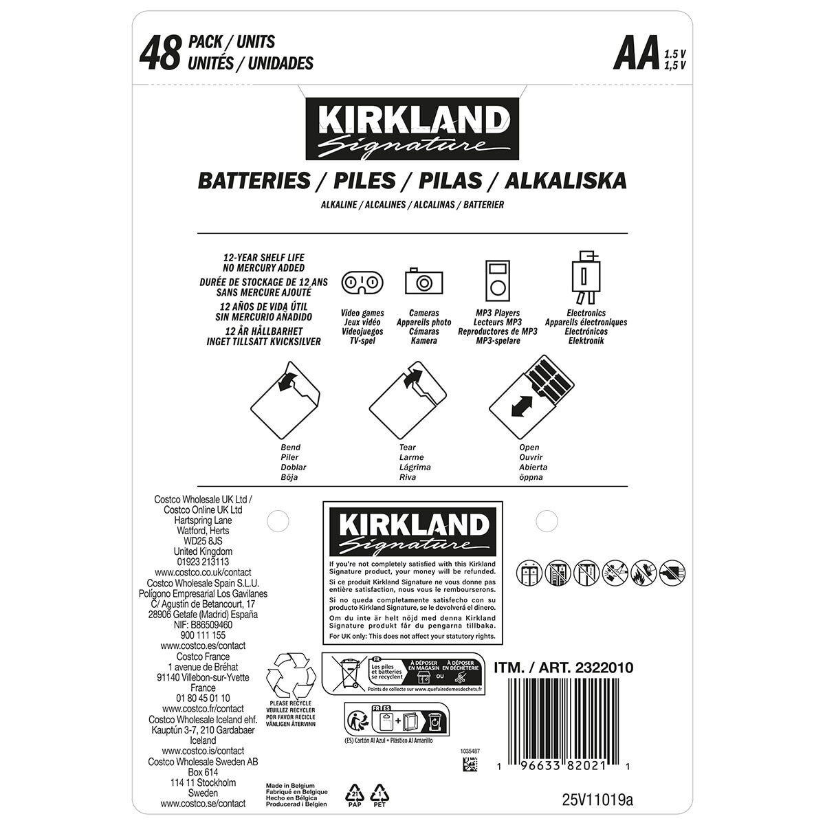 Kirkland Signature Alkaline AA Batteries - 48 Pack Kirkland Signature Alkaline AA Batteries - 48 Pack