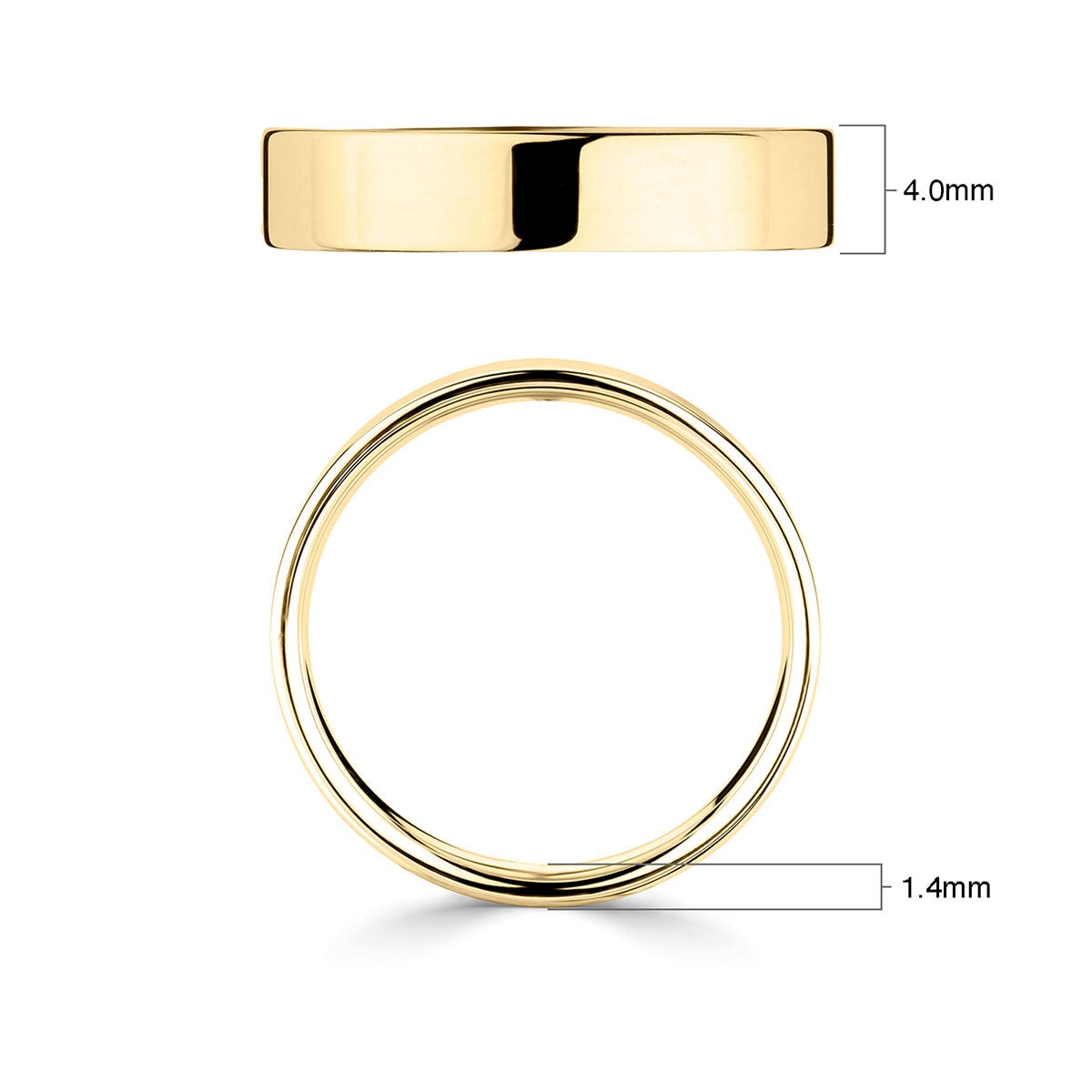 4.0mm Basic Light Court Wedding band. 18ct Yellow Gold