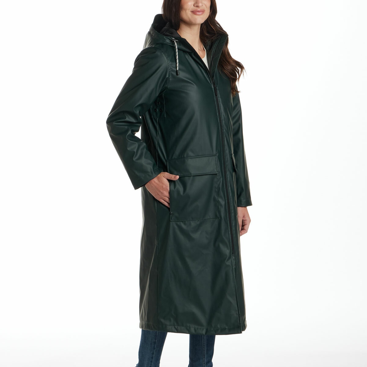 Weatherproof Ladies Long Slicker Jacket in Green
