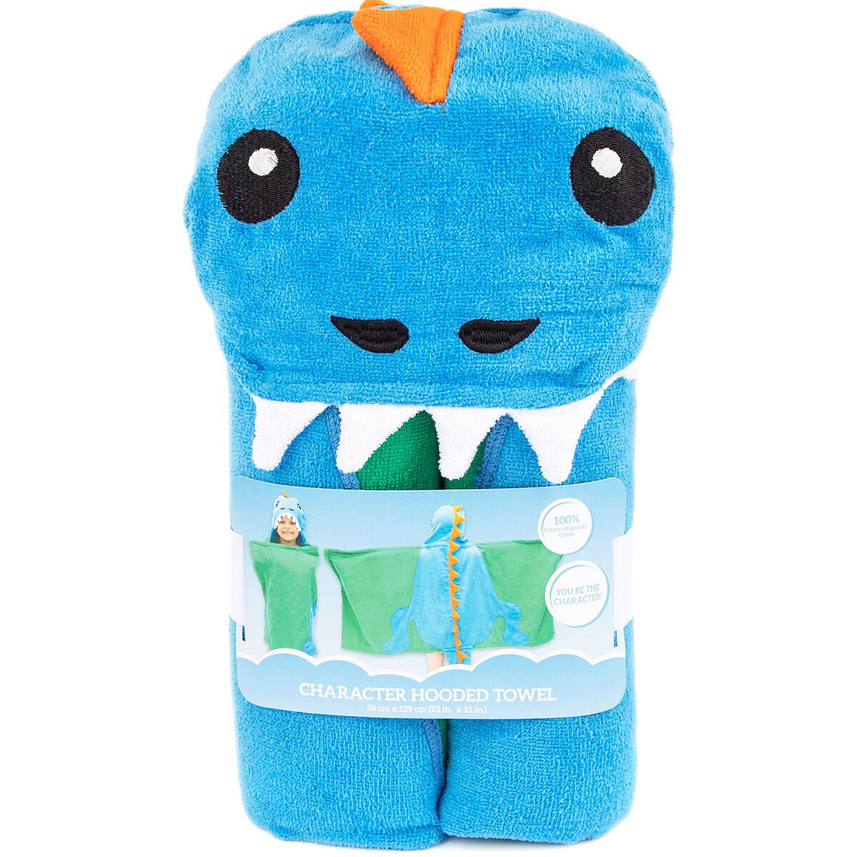 Character Hooded Beach Towel Dinosaur Design, 58 x 130 cm Costco UK