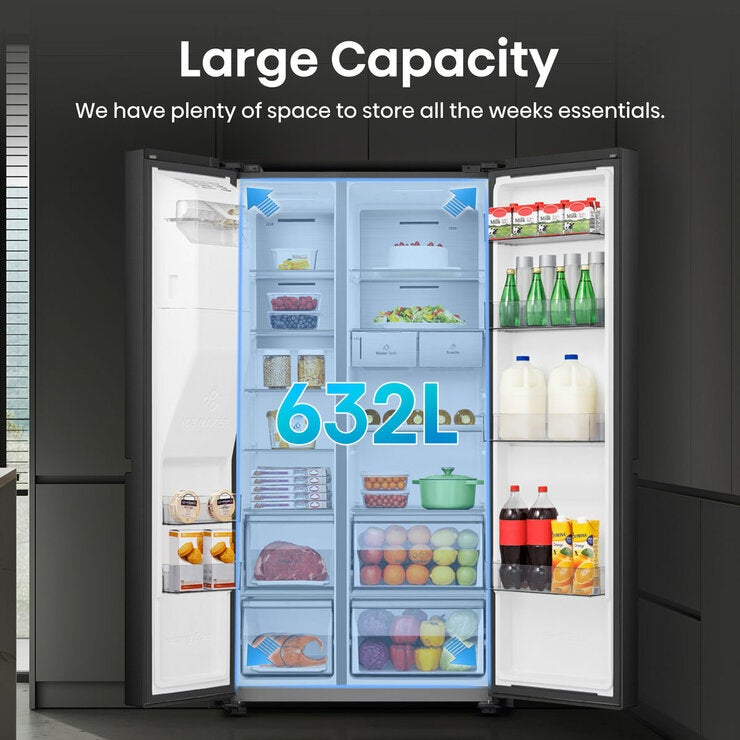 Hisense PureFlat RS818N4TFC, Non Plumbed Side By Side Fridge Freezer, C Rated In Black Hisense PureFlat RS818N4TFC, Non Plumbed Side By Side Fridge Freezer, C Rated In Black