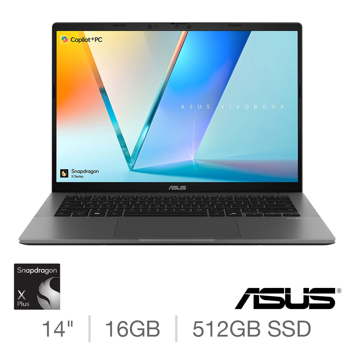 ASUS Vivobook S, Copilot+PC, Snapdragon X Plus, 16GB RAM, 512GB SSD, 14 Inch Laptop, S3407QA-KP003W