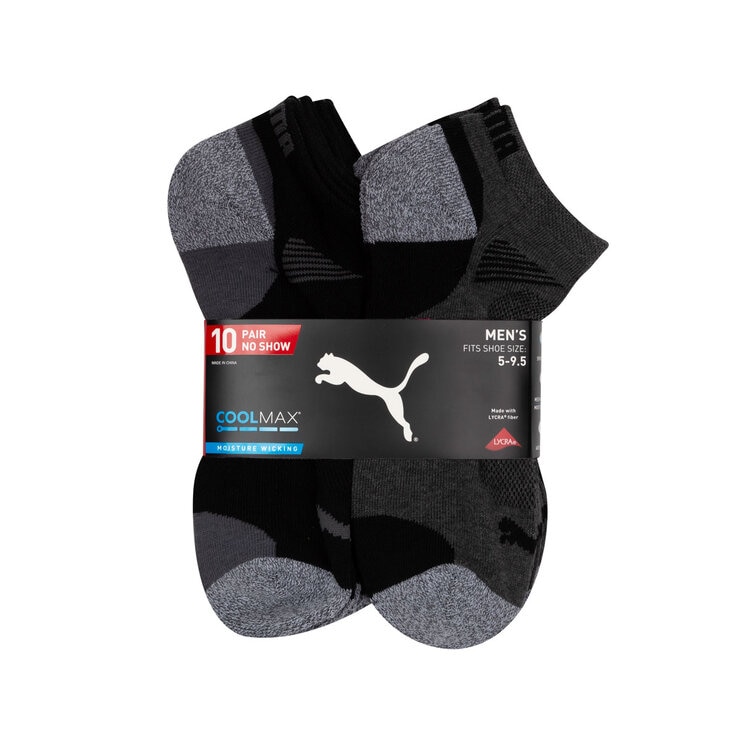 Puma Men's No Show Sock 10 Pack in 2 Colours & 2 Sizes
