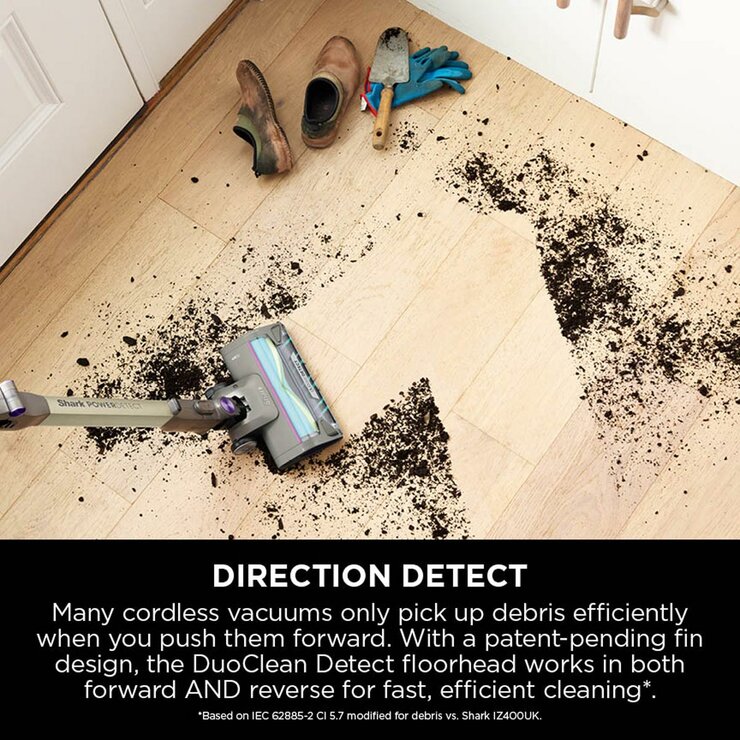 Lifestyle image of Shark PowerDetect Clean & Empty Cordless Pet Vacuum Cleaner with direction detect