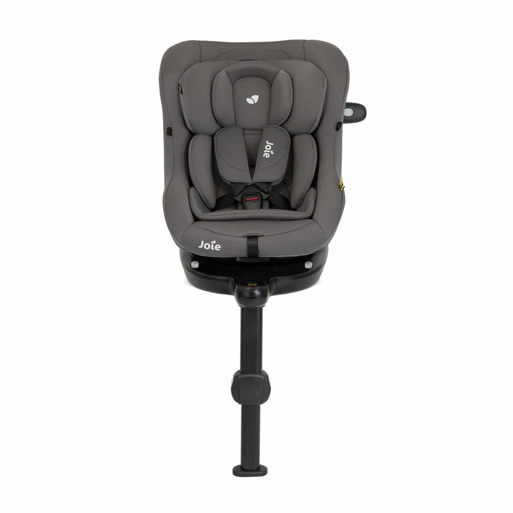 Studio image of the Joie I-Pivot Car Seat from the front set up for a small baby Studio image of the Joie I-Pivot Car Seat from the front set up for a small baby