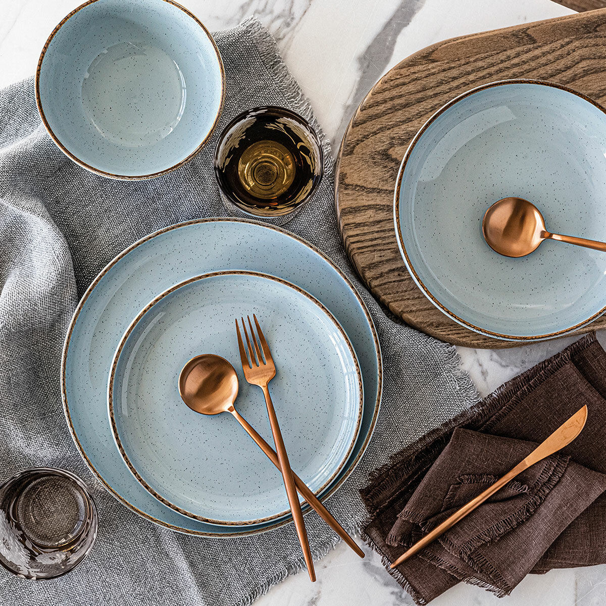 Over & Back Stoneware Dinnerware Set, 16 Piece in 2 Colours Over & Back Stoneware Dinnerware Set, 16 Piece in 2 Colours