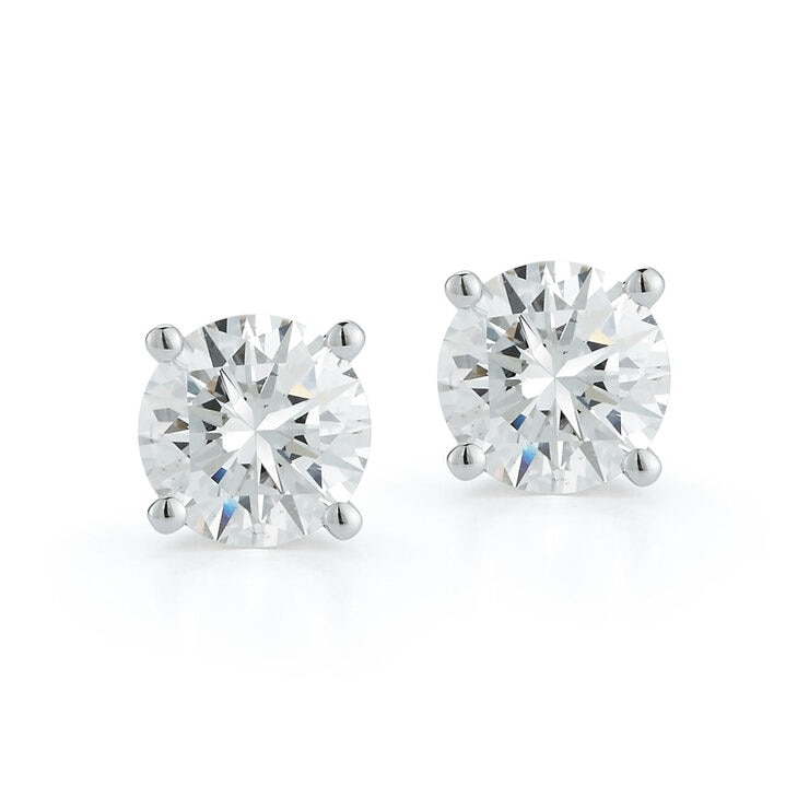 0.50ctw Round Brilliant Cut Diamond Stud Earrings, 18ct White Gold