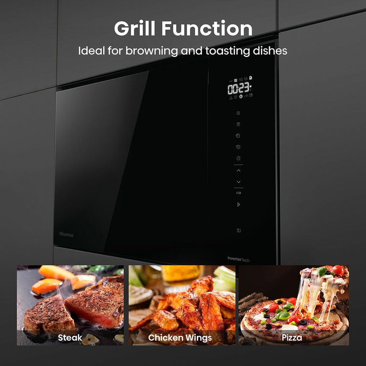 Hisense Hi6 BlackLine BIM325GI63DBGUK Built-In 25L Microwave with Grill, in Jet Black